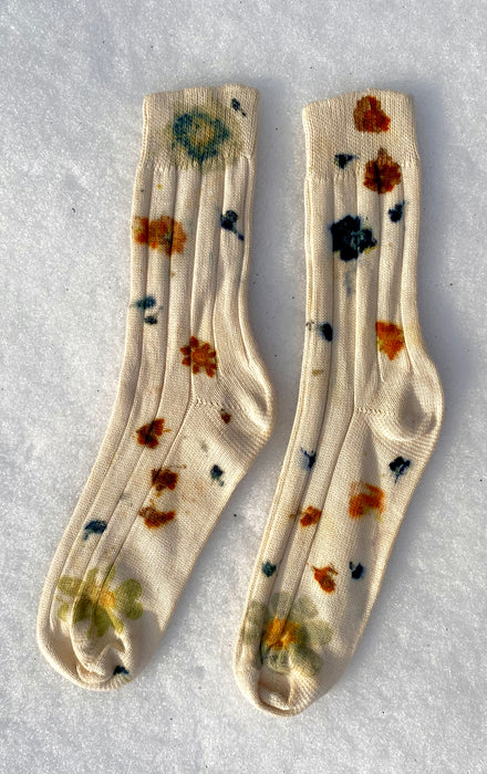 Chaussette en coton biologique impression florale